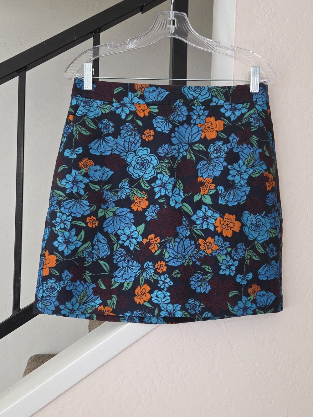 LOFT Floral Mini Skirt in Blue & Orange Size 6